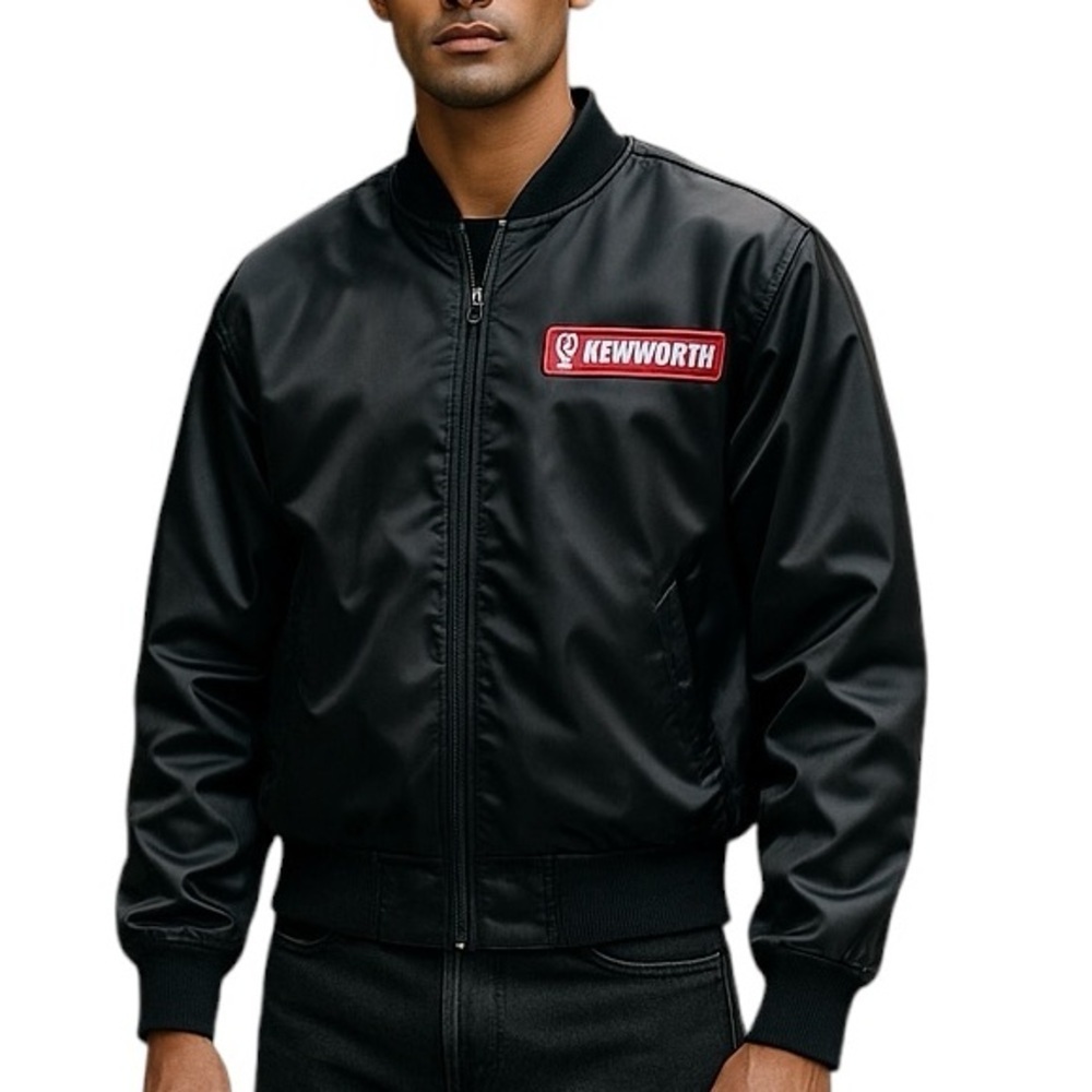Kenworth Small Black Bomber Trucker Jacket Unisex Streetwear Trendy Patch